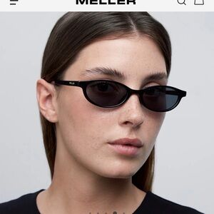 Black Slim Oval Sunglasses